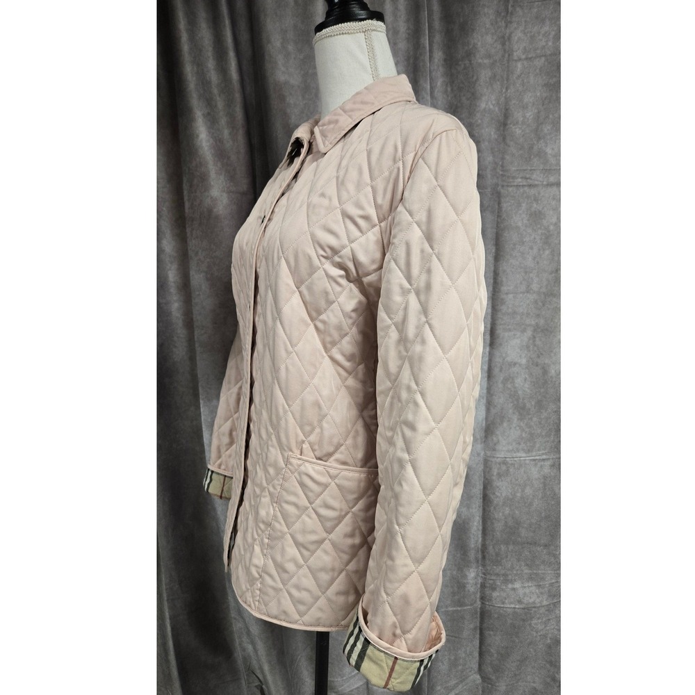 Burberry London Pink Quilted Jacket Nova Check Lining Made in England Womens L - Picture 15 of 16